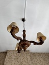 Lustre rustique en bois sculpté 3 bras (L) 