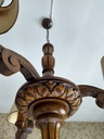 Lustre rustique en bois sculpté 3 bras (L) 