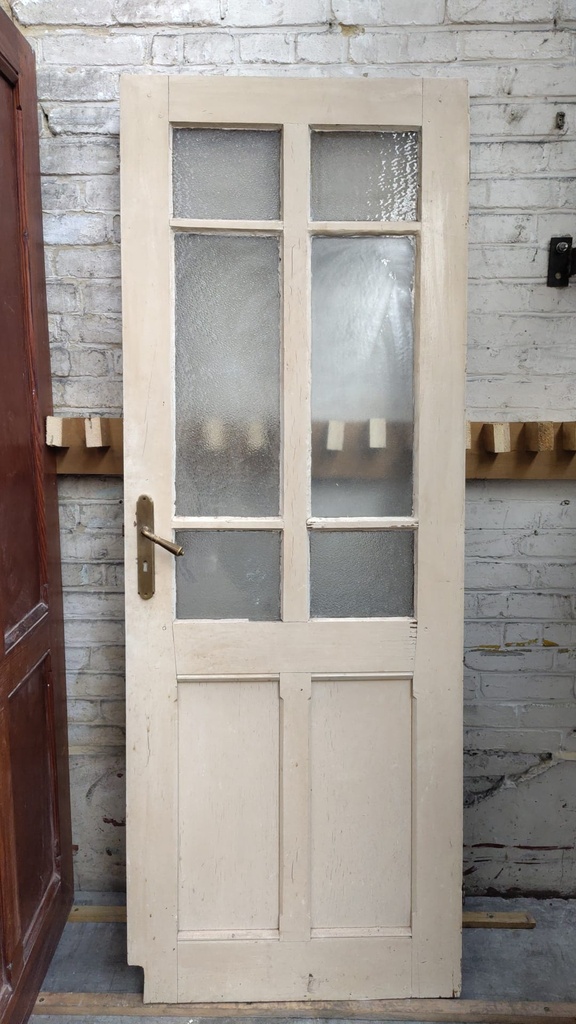 Porte en bois massif vintage avec vitres (L)  