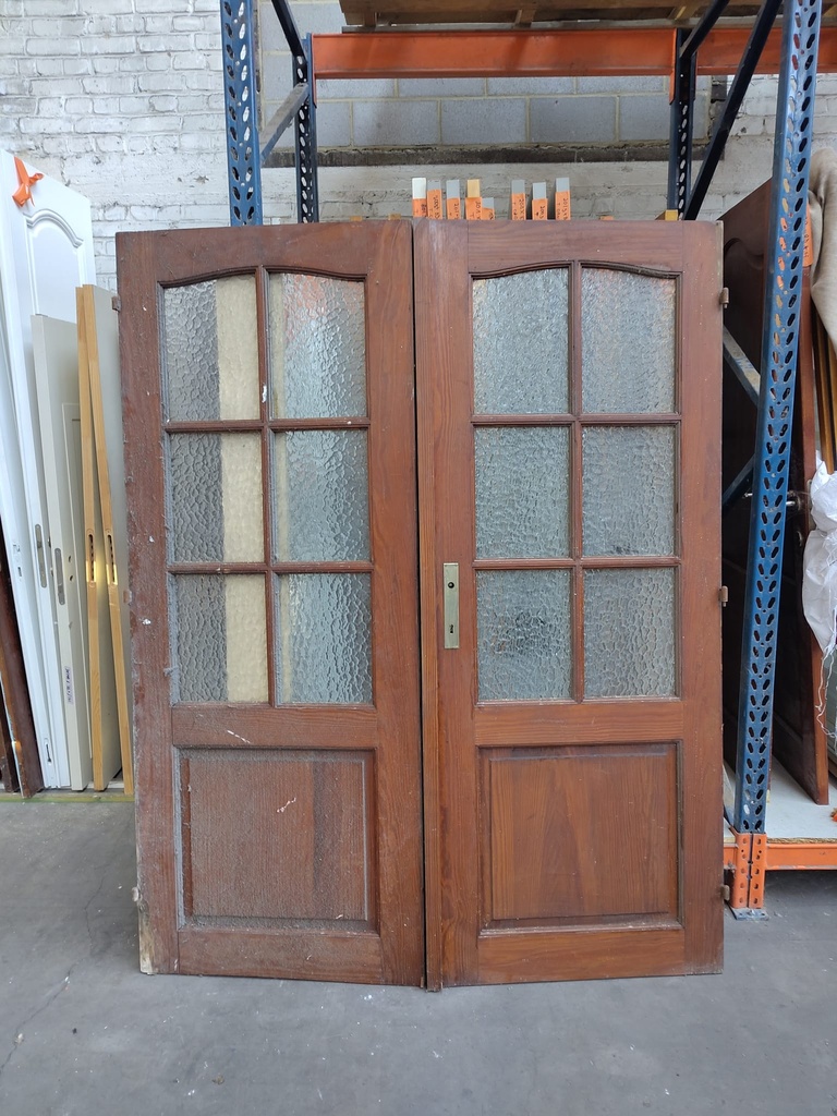 Double porte en bois massif vintage - 204x80