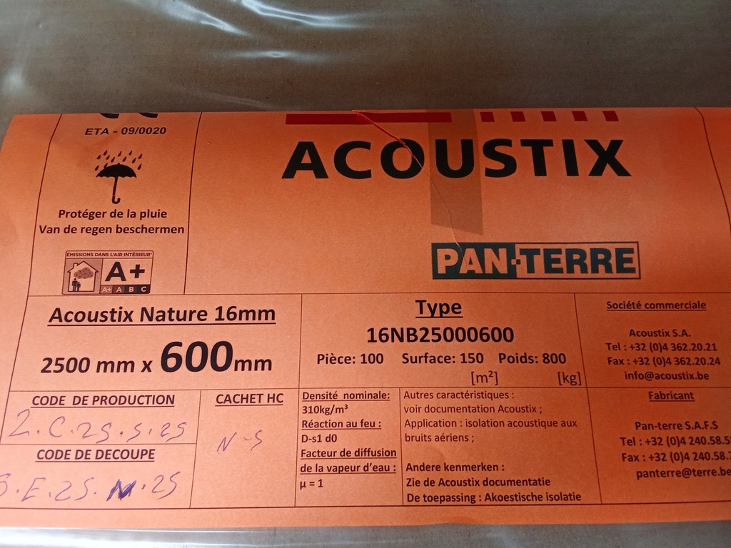 Panneau acoustique Pan-Terre nature - 250*60*1.6cm