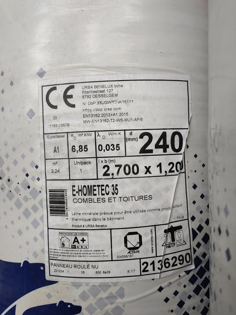 Laine minérale sol / toit