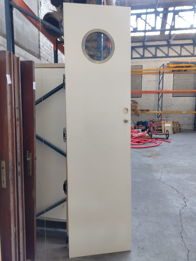 Porte en bois massif avec hublot 263x70x4 cm (L)