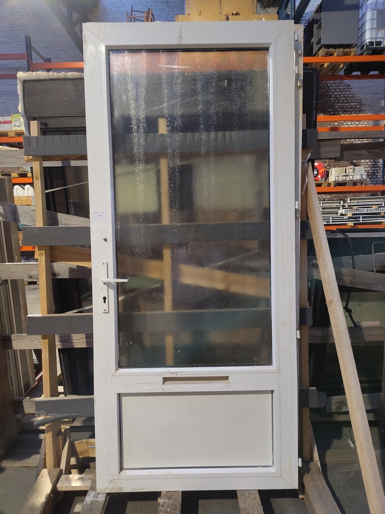 Porte extérieure vitrée PVC blanc 225x99x6 cm (L) 