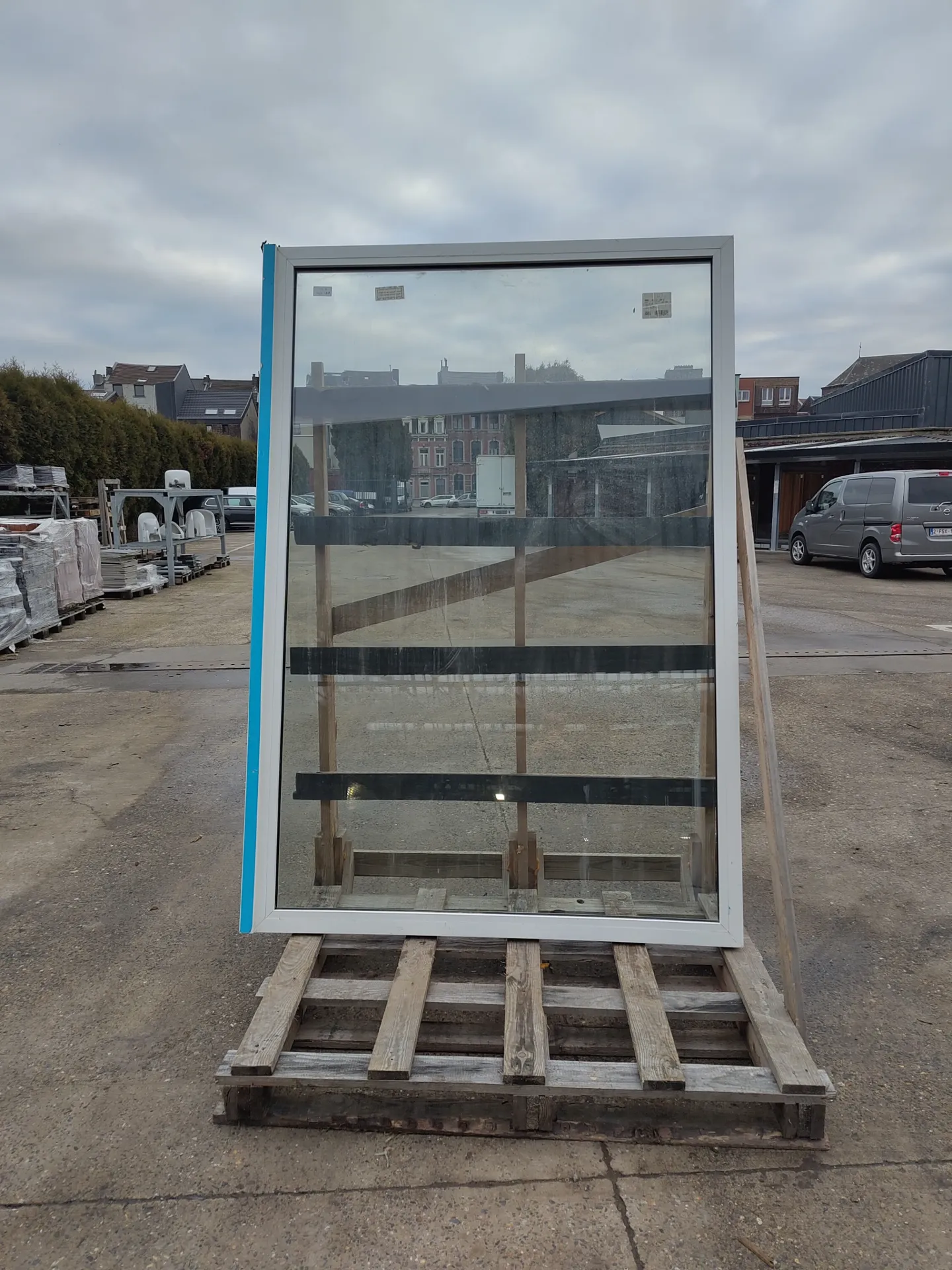 Châssis de fenêtre PVC blanc avec vantail fixe 228 x 157x 6 cm (L)