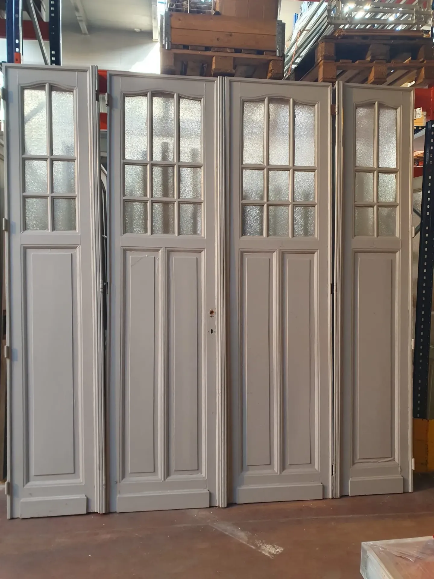 Quadruple porte avec vitrage martelé - 249,5*268cm