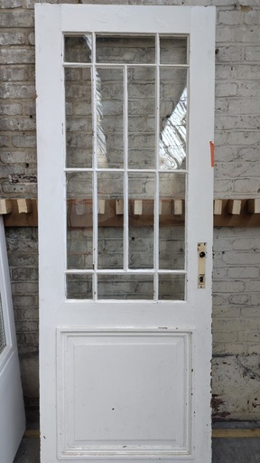 Porte ancienne vitrée en bois blanc (L) 