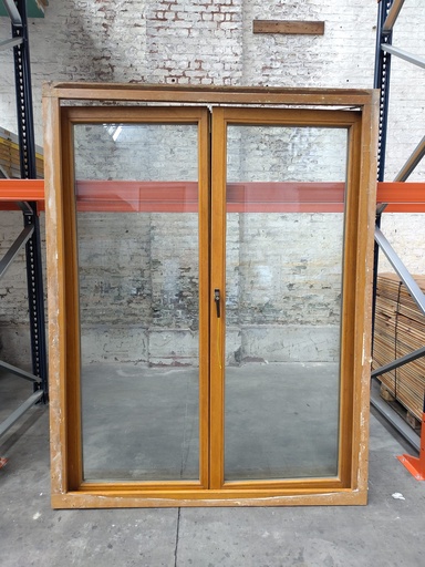 Porte-fenêtre en bois verni couleur chêne clair (Lg) 