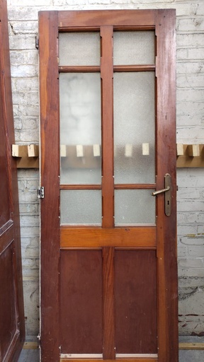 Porte en bois massif vintage avec vitres (L)  