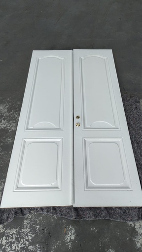 Double porte blanche en bois massif (L)